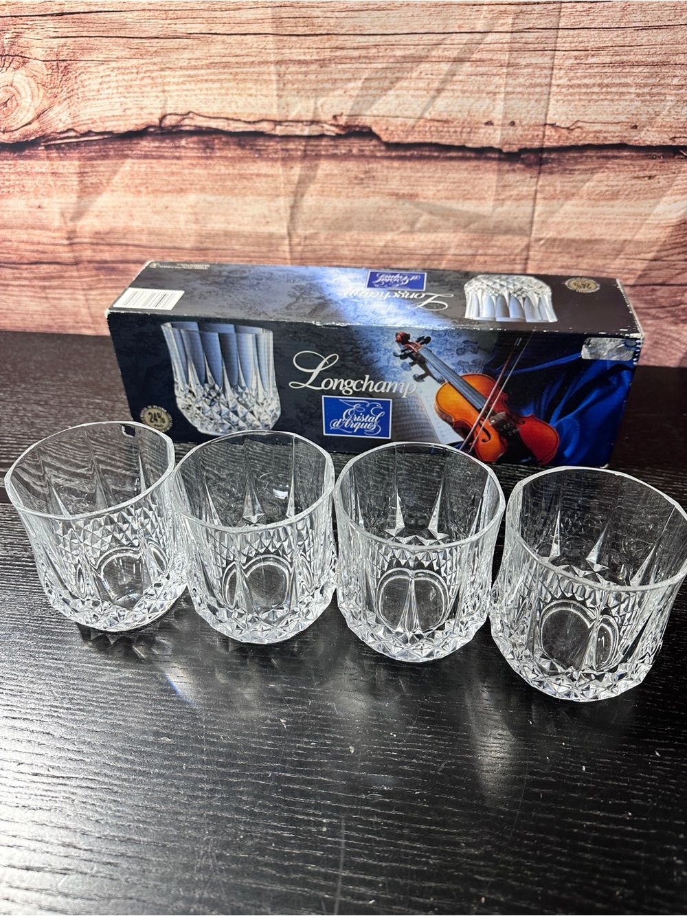 Cristal d'Arques Longchamps Crystal Double Old Fashion Glass, Set of 4 no box